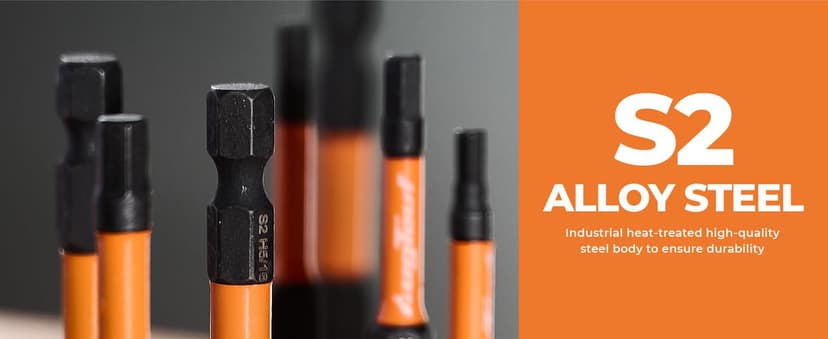 toolant Impact Hex Head Allen Wrench Drill Bit Set 20pcs (Metric&SAE), 1/4” Hex-Shank S2 Steel Hex Bits Set, CNC Machined Tips with Magnetism, 2” Long with Storage Box