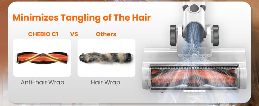 Cordless Vacuum Cleaner, 550W/45Kpa Vacuum Cleaners for Home, Max 60Mins Runtime, Anti-Tangled & 1.6L Dust Cup Stick Vacuum, Lightweight Vacuum for Carpet, Hard Floor(Upgraded)