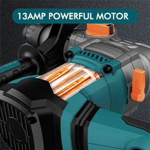 1-1/4 Inch SDS-Plus 13 Amp Heavy Duty Rotary Hammer Drill with Safety Clutch 4 Functions and Variable Speed, Including Chisels and Drill Bits