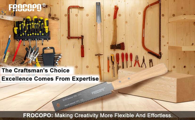 Hand Saw Woodworking Tools, 6-Inch Pull Saw, Flexible Double-Edge Blade 17/11 TPI, Japanese Flush Cut for DIY Craft, Non-Slip Wood Handle, Sharp & Lightweight for Woodworking and Garden Trim