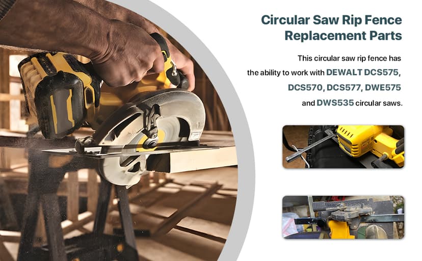 DW3278 Circular Saw Rip Fence Kit – Compatible with DeWalt DCS575, DCS570, DCS577, DWE575, DWS535, and Works with 7-1/4-Inch to 8-1/4-Inch Circular Saws, Includes Round Head Stop Screw and Spring