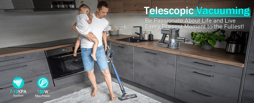 Lightweight Vacuum Cleaners for Home,Cordless Vacuum Cleaner with Super Suction,80000 RPM High-Speed Brushless Motor,Up to 35 Mins Runtime,Stick Vacuum Cordless Rechargeable for Hardwood Floor(Black)