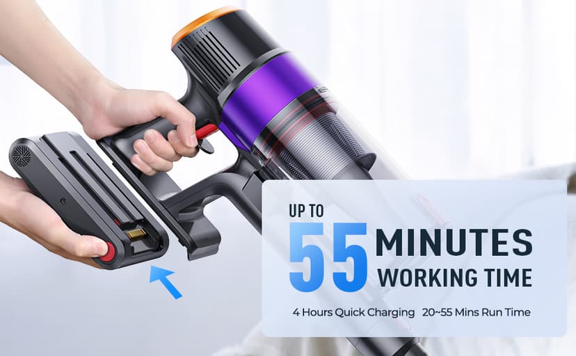 LaresarSSR Cordless Vacuum Cleaner, 450W/38000pa Stick Vacuum Cleaner with Touch Screen, Max 55 Mins Runtime, Handheld Vacuum Cleaner for Home