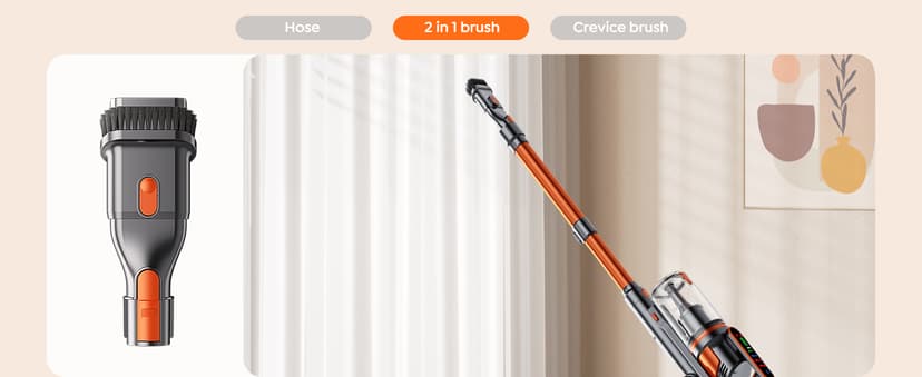 Cordless Vacuum Cleaner, 550W/45KPa/60Min Runtime Stick Vacuum with 3.3Ft Hose, Wall Mount Charging, Auto Mode, Touchscreen, Self-Standing Vacuum Cleaner for Home/Pet Hair/Carpet/Car, Fragrance