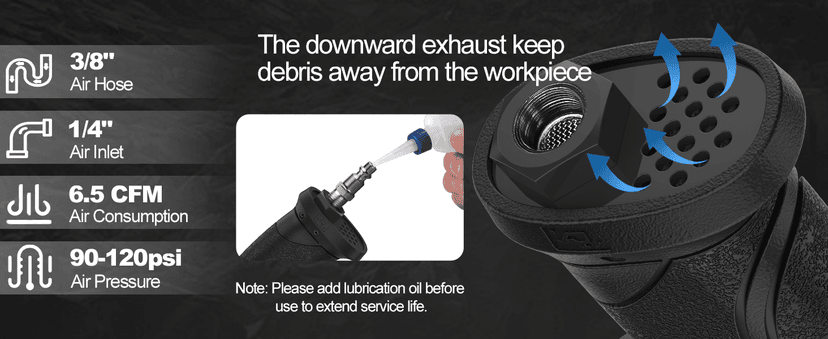 Air Impact Wrench 1/2" - 1/2 Inch Impact Gun 1/2 Drive, 1500Ft-lbs, 8000RPM High Torque Impact Wrench, Weight 4.74 lb, 1/2 Air Impact Gun for Auto Repair, Tire Shop