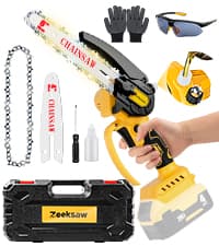 Mini Chainsaw 6 Inch Cordless, Super Handheld Chainsaw with 2x Big Batteries, Electric Mini Chain saw Battery Powered, Small Hand saws for Tree Wood - Garden Yard Time Saving Tool
