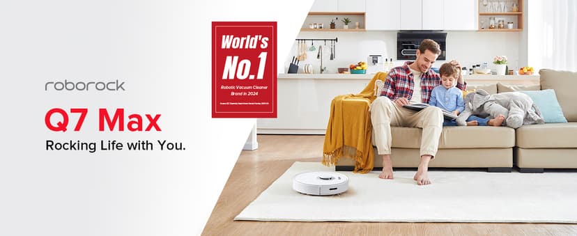 roborock Q7 Max Robot Vacuum and Mop Combo, 30-Level Water Flow Control, 4200Pa Suction, PreciSense LiDAR Navigation, No-Go Zone, No-Mop Zone, App & Voice Control, Ideal for Pet Hair