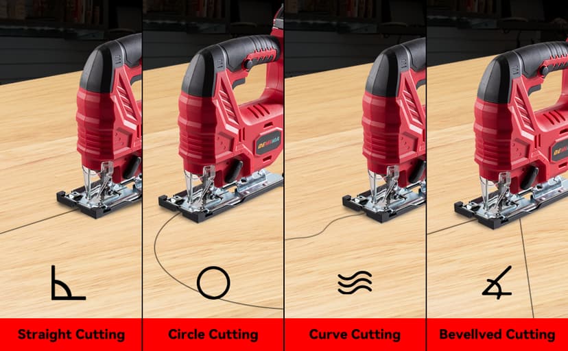 Cordless Jig Saw for Milwaukee M18 Battery, 7 Speed Variable Up to 3200RPM, LED Light, 45° Bevel Cuts, 3 Orbital Motions, with Jig Saw Blade for Straight/Curve/Circle Cutting(Battery Not Include)