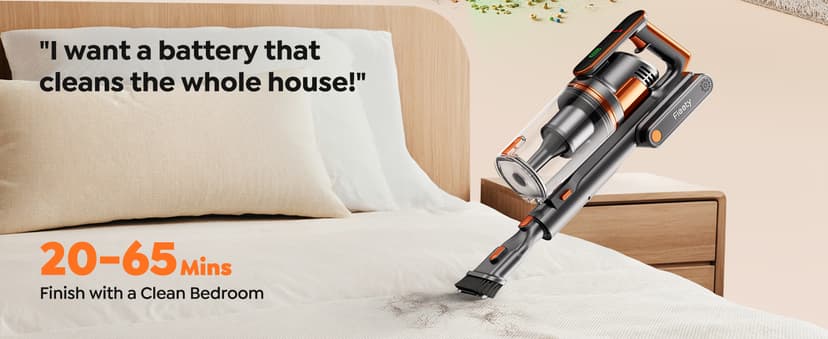 Cordless Vacuum Cleaner, 550W/45KPa/60Min Runtime Stick Vacuum with 3.3Ft Hose, Wall Mount Charging, Auto Mode, Touchscreen, Self-Standing Vacuum Cleaner for Home/Pet Hair/Carpet/Car, Fragrance