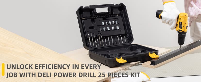 DELI 12V Cordless Drill Set, 2.0Ah Battery with Charger, 3/8'' Keyless Chuck, 18+1 Torque Settings, Electric Mini Drill for Home Improvement