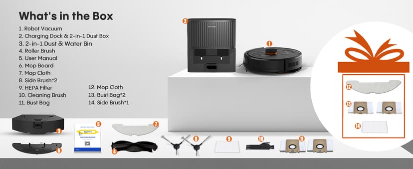 Robot Vacuum and Mop Combo,Robotic Vacuum Self Emptying,Home Mapping, Schedule,No-Go Zones,Wi-Fi/App/Alexa,Perfect for Pet, Hard Floors, Carpet