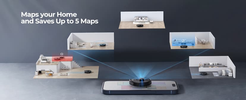 Robot Vacuum and Mop Combo, 5000Pa Robot Vacuum Cleaner with LIDAR Navigation, 3 in 1 Robot Vacuum Mop with Auto Carpet Boost, Self Charging, App/Voice Control, Ideal for Pet Hair,5 Maps