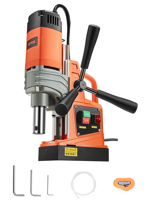 VEVOR Magnetic Drill, 1450W Motor 2 in Boring Diameter, 2878 lbf Portable Electric Mag Drill Press, with 6 Coring Bits, Variable Speed, Drilling Machine for Metal Surface, Home Improvement Industry
