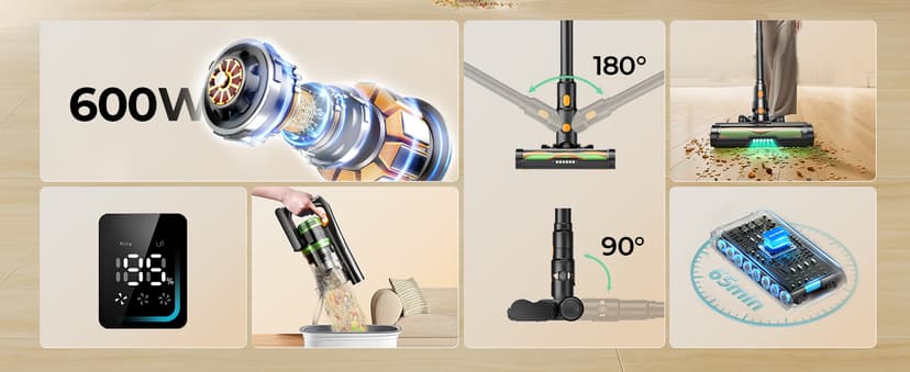 Cordless Vacuum Cleaner, 550W 45KPA 60 Mins Vacuum Cleaners for Home, Anti-Tangle Stick Vacuums with Rechargeable Battery, Dual-Handheld Lightweight Vacuum with Aromatherapy for Pet Hair Carpet Floors