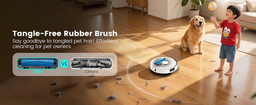 AIRROBO T30+ Robot Vacuum and Mop, 60-Day Self-Emptying, Proactive Intelligence Obstacle Avoidance, Carpet Detection, Tangle-Free Brush, 6000PA Suction, LDS Mapping, APP & Voice Control