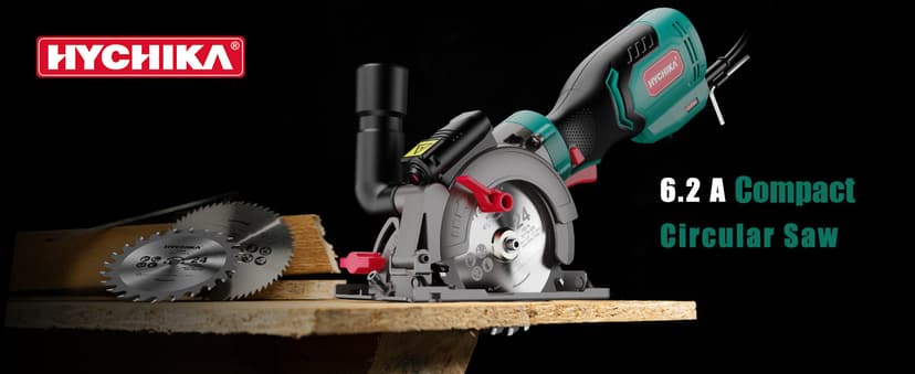 HYCHIKA 6.2A Mini Circular Saw with 3 Blades (4-1/2”), Compact Hand Saw Max 1-7/8" Cutting Depth, 3500RPM, Rubber Handle & 10ft Cord for Wood, Metal, Plastic, Tile