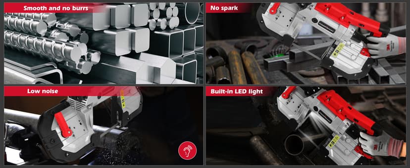 PowerSmart Portable Band Saw with Removable Alloy Steel Base, 10Amp 1100W Motor 5-Inch Deep Cut Bandsaw for Metal