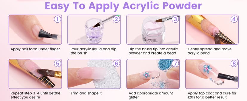 Acrylic Nail Kit with Everything: Beginners Practice Hand Acrylic Nail Powder Liquid Set with U V Lamp Drill in Gift Bag for Home Salon(Pink Bag)