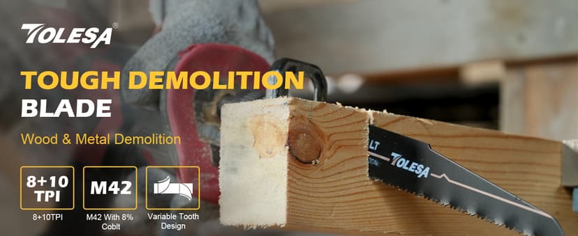 TOLESA Heavy Metal Cutting Reciprocating Saw Blades 9 Inch 14TPI for Pipe, Rebar, Bi-Metal Sabre Saw Blades 5 Pack