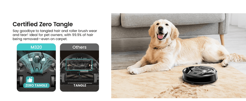 Lefant M320 Robot Vacuum Cleaner, Carpet Detection, 6,000 Pa Suction, Low Noise, 800ml Visible Dustbin, 210 Mins Runtime, Self-Charging, Works with Alexa, Ideal for Hard Floor, Pet Hair, Black