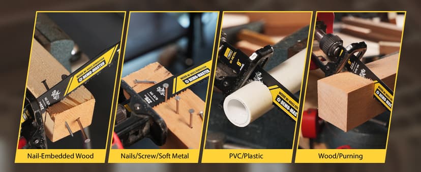 TOLESA 9 Inch 6/12 TPI Reciprocating Saw Blades for Wood and Nail-Embedded Wood Demolition, 25 Pack Bi-Metal Reciprocating Saw Blade for Fast & Smooth Cutting