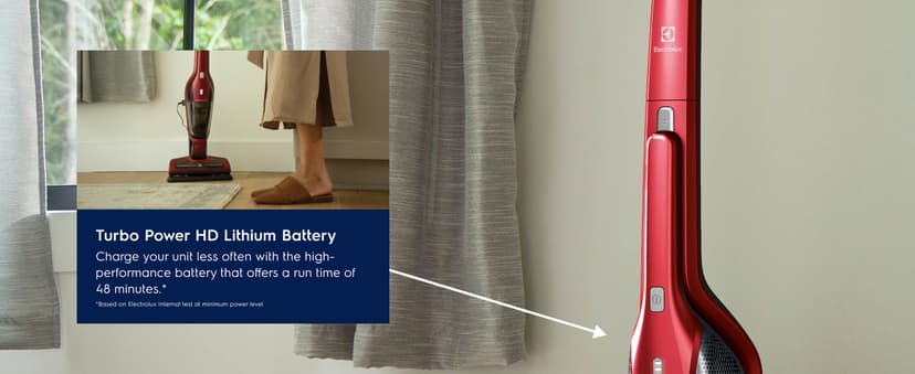 Electrolux Ergorapido Pet Cordless 2-in-1 Vacuum Cleaner with Motorized Pet Nozzle for Easy Pet Hair Removal, 48-Minute Run Time, 2 Power Modes, Chili Red