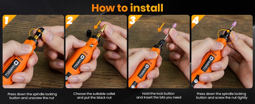 HARDELL Mini Cordless Rotary Tool, 5-Speed and USB Charging Rotary Tool Kit with 69 Accessories, Multi-Purpose 3.7V Power Rotary Tool for Sanding, Polishing, Drilling, Etching, Engraving, DIY Crafts