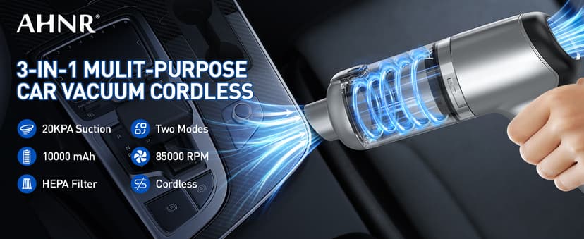 AHNR Handheld Car Vacuum Cleaner Cordless with Brushless Motor, 20000PA High Power Vacuum Cleaner & Air Duster, 3 in 1 Keyboard Portable Mini Hand Held Vacuums Cleaner for Car Home