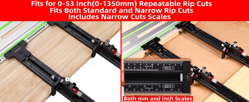 Track Saw Parallel Guide System with Mirco Adjustable Flip Stop and Zero Calibration for Woodworking Repeatable Rip Cuts for Track Saw Guide Rail Compatible with Festool,Makita,Milwaukee