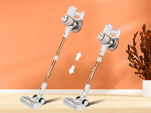 FABULETTA Cordless Vacuum Cleaner for Home, 40Kpa Stick Vacuum with MAX 55Min Detachable Batteries, 8 in 1 Lightweight Vacuum with Brushless Motor for Hardwood Floors&Carpet Pet Hair Car(White-Orange)