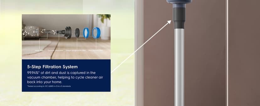 Electrolux Ultimate600 Cordless Stick Vacuum with PowerPro Bristle Nozzle and Larger Dust Bin Capacity, 50-Minute Run Time, 3 Power Modes, Denim Blue