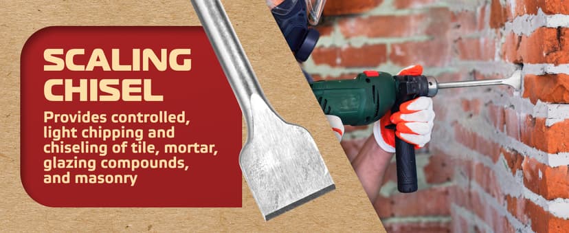 SDS Plus Chisel Set for Rotary Hammer Drills, 6 PCS SDS Chisel Set Includes Point, Flat, Scaling, Groove, Scraping, Tile, Hammer Drill Bits for Brick, Concrete, Block, Masonry