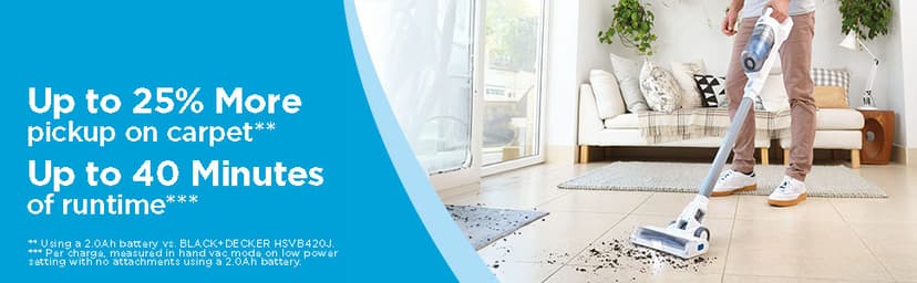 BLACK+DECKER POWERSERIES+ 16V MAX Cordless Stick Vacuum with LED Floor Lights, Lightweight, Multi-Surface, White (BHFEA420J)