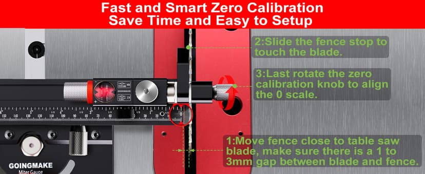 Table Saw Miter Gauge with Micro Adjustable Flip Stop and Extendable Fence and Quick Angle Stop for Table Saw Band Saw Router Table Fit 3/8 x 3/4" T Slot for Woodworking Crosscut, Miter Cut