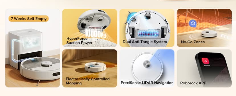 roborock Q7 M5+ Robot Vacuum and Mop, Upgraded from Q5 Max+, 7 Weeks Self-Emptying, 10000Pa Suction, Dual Anti-Tangle System, for Pet Hair & Carpet, PreciSense LiDAR Navigation, App Control, White