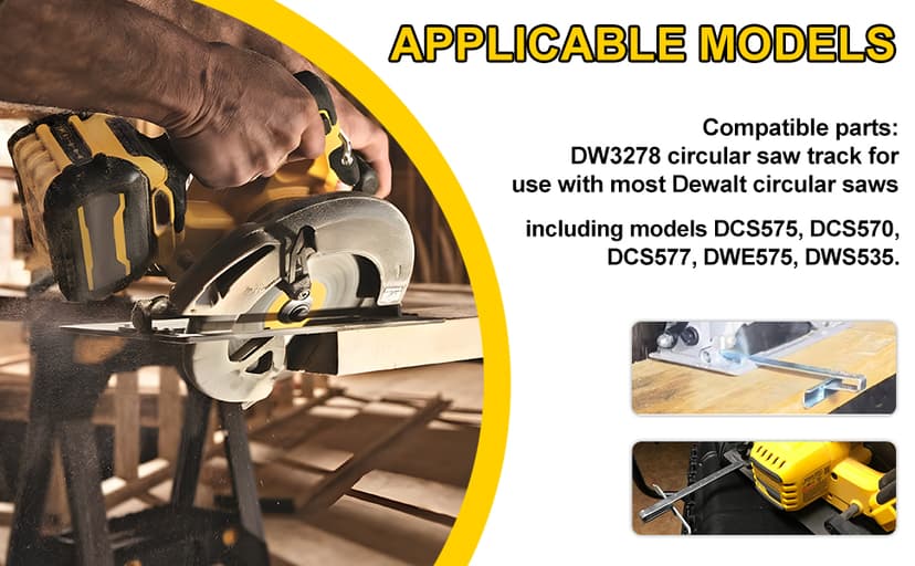 DW3278 Circular Saw Rip Fence for Dewalt 7-1/4-Inch to 8-1/4-Inch Circular Saws,Compatible with DCS575, DCS570, DCS577, DWE575 and DWS535 Cutting Fence, with Round Head Stop Screw and Spring