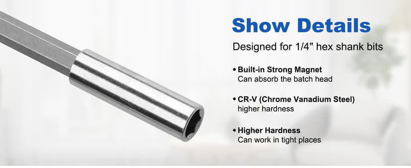 Rocaris 10 Pack Magnetic Extension Socket Drill Bit Holder 1/4" Hex Power Tools