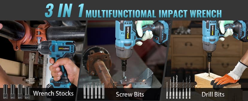 1/2 inch Cordless Impact Wrench - 1200N.m High Torque Heavy Duty Impact Gun with 2x 4.0Ah Batteries, 21V Powerful Impact Driver/Drill for Tough Auto Repair and Construction Tasks