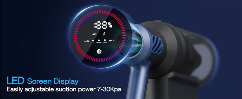 Cordless Vacuum Cleaner, 30KPA 350W Self-Standing Stick Vacuum Cleaner with LED Touch Screen, Charging Wall Mount, 3 Suction Modes, Anti-Tangle Wireless Vacuum for Home/Hair/Carpets/Hard Floor