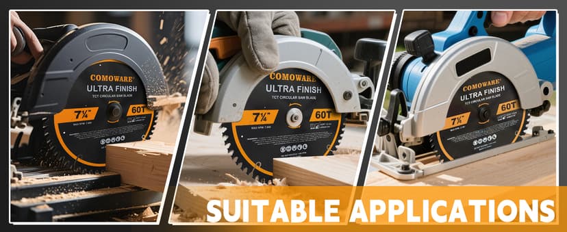 COMOWARE 7 1/4“ Circular Saw Blade, 60T ATB Circular Saw Blade, 5/8" Arbor, TCT Carbide-Tipped, Anti-Vibration, Teflon Anti-Stick, Miter Saws Blades for Wood, Laminate, Plywood & Hardwoods