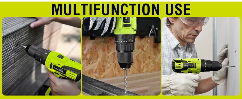 SnapFresh 20V Cordless Impact Drill-1/2" Power Drill/Driver Set,445in-lbs Torque Max,2 Variable Speeds, 43Pcs Bits w/case,2.0Ah Battery & Fast Charger Included, Power Tools