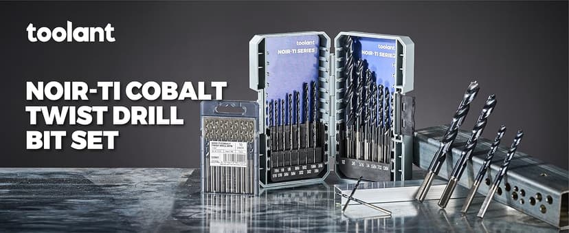 toolant Cobalt Drill Bit Set for Metal and Steel (Pro), Titanium Aluminum Nitride Coated (TiAlN) with Bullet Point Tip, for Hardened Metal, Stainless Steel, 21pcs 1/16"-1/2"