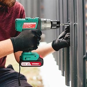 Cordless Hammer Drill Driver 18V, HYCHIKA 400 In-lbs Torque Power Drill with Auxiliary Handle, 1/2” Metal Chuck, 2.0Ah Battery, 1H Fast Charger, 21+3 Clutch, LED Light for Drilling Wood Metal Wall