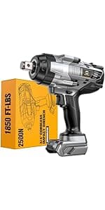 Cordless Impact Wrench 1/2 inch Compatible with Dewalt Battery, 1000FT-LBS (1360N.m) Brushless Electric Impact Gun Includes LED Work Light, 2100RPM High Torque Impact Driver, Bare Tool Only