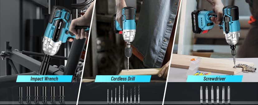 Seesii Cordless Impact Wrench 1/2 inch, High Torque 479 Ft-lbs(650Nm) Brushless Impact Gun,2500RPM w/2x4.0 Battery, 6 Sockets,8 Drill Bits, High Torque Power Impact Driver for Car Home,WH700