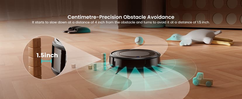 Lefant M310 Robot Vacuum Cleaner, 4500Pa Powerful Suction, PreciSense Obstacle Avoidance, Mini, Quite, 160 Mins Self-Charging Robotic Vacuums, App/Voice/Remote, Ideal for Pet Hair Hard Floors, Black