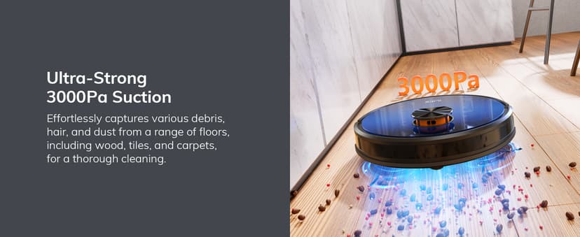 ILIFE Robot Vacuum and Mop Combo, Self Emptying for 60 Days of Cleaning, 3000Pa Suction and Lidar Navigation, Smart Mapping, Wi-Fi/App/Alexa Control, for Pet Hair Carpet Hard Floor, T10s