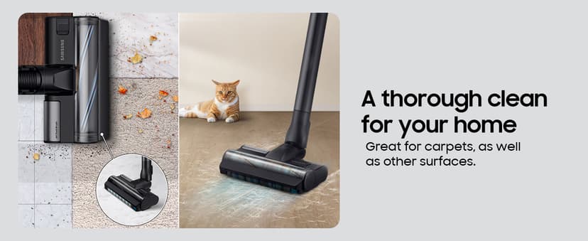 SAMSUNG Jet 85 Cordless Stick Vacuum, Lightweight w/Jet Dual Brush, Anti-Tangle Pet Tool, Removable Battery, Powerful Cleaning for Hardwood Floors, Carpets, Area Rugs, VS20C8522TW, Misty White