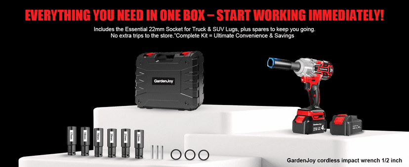 Cordless Impact Wrench 1/2 Inch, 21V Max Brushless, 450 Ft-lbs (600N.m) Max Torque, 3-Speed, w/ 4.0Ah Battery & Quick Charger, 6Pcs Impact Sockets - for Automotive Repair, Tire Changing, Home DIY