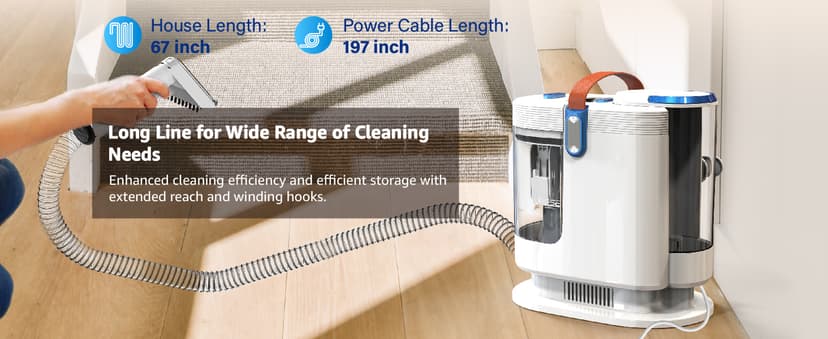 Portable Carpet Cleaner Machine, Carpet Shampooer, 15Kpa Upholstery Cleaner with 3 Tools, 54oz Large Water Tank, 16.4ft Power Cord, Spot and Stain Deep Cleaner for Rug, Couches, Car,azure
